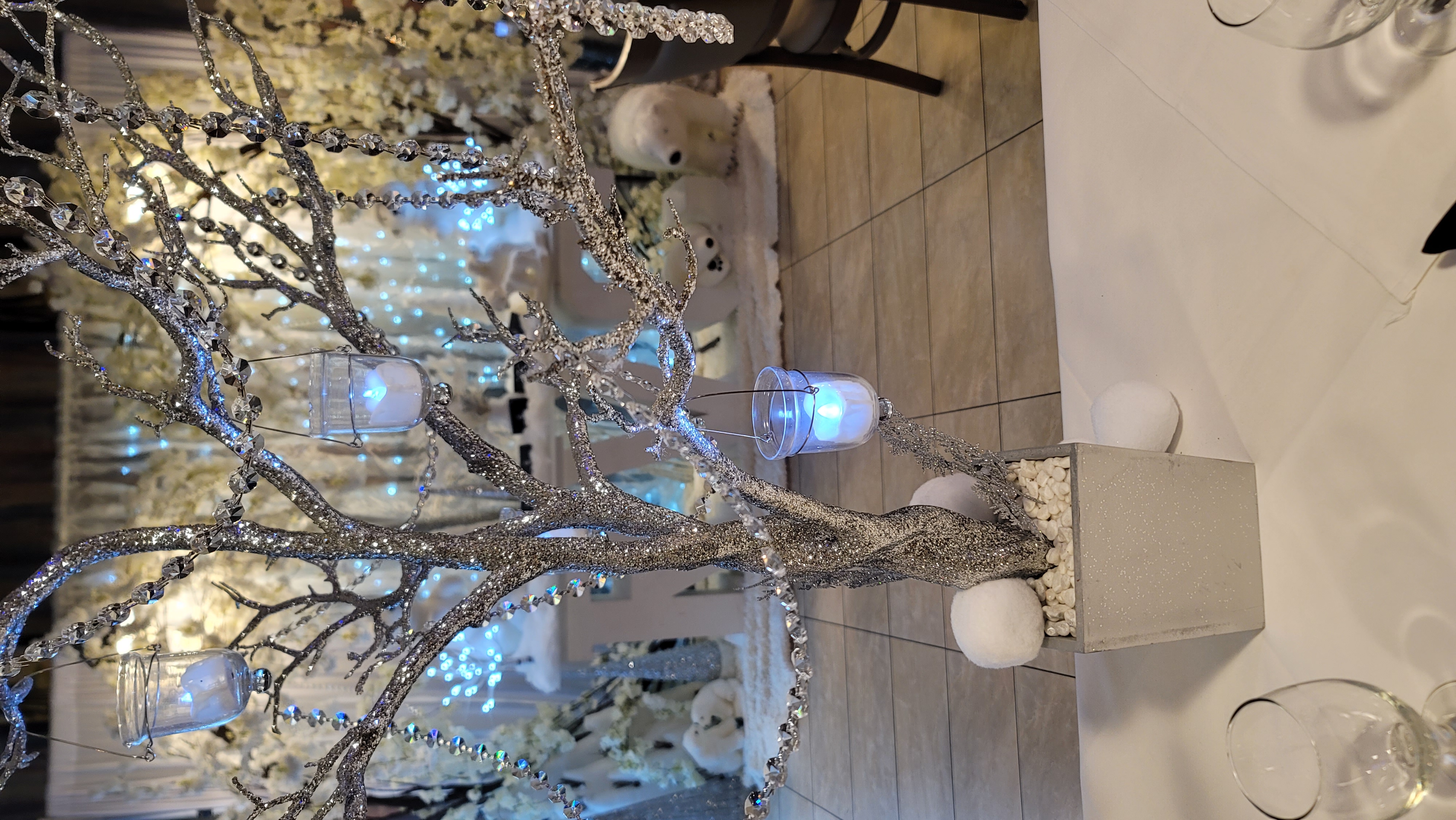 silver glitter candle holder